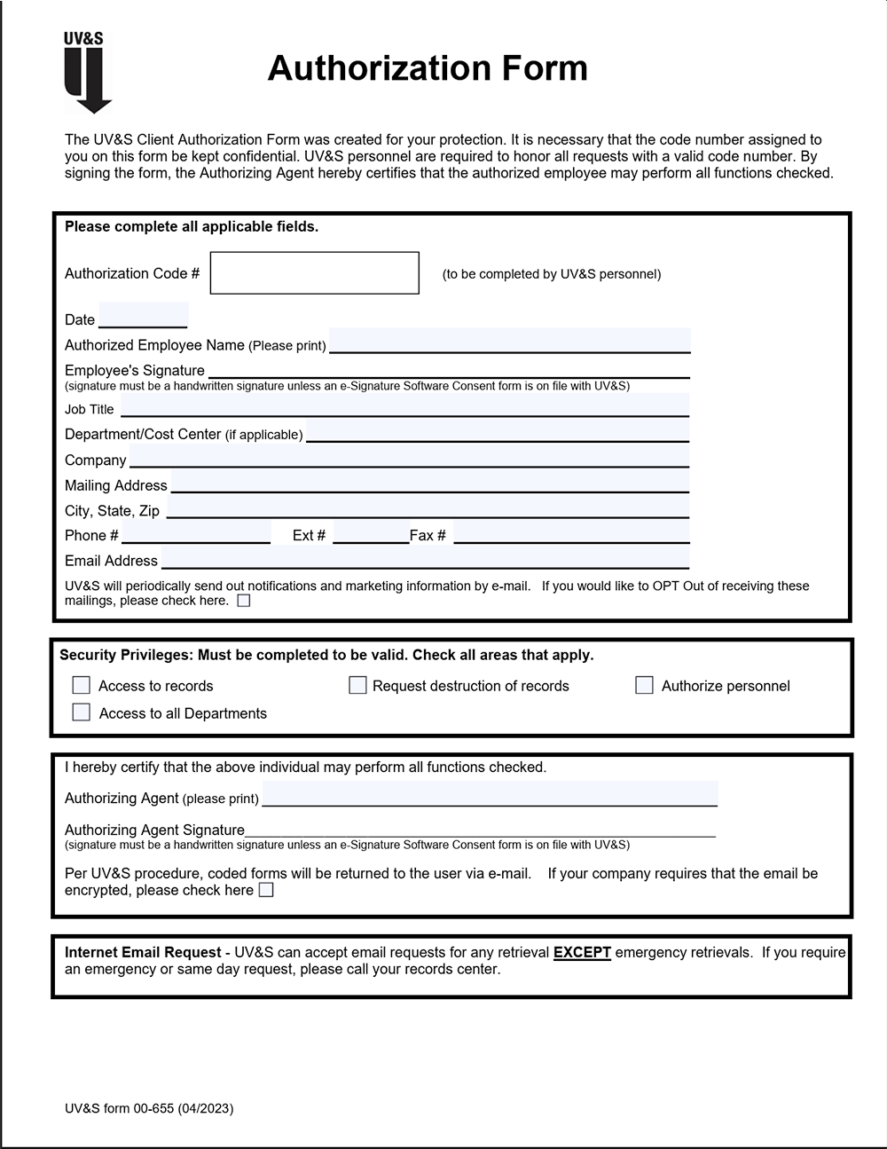 Authorization Form