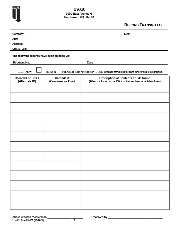 Record Transmittal